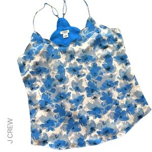 J CREW | NWOT | BLUE FLORAL CAMISOLE TOP LINED SCALLOPED NECKLINE | SZ 4
